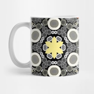 Dot Mandala Flower Red Yellow and Grey Mug